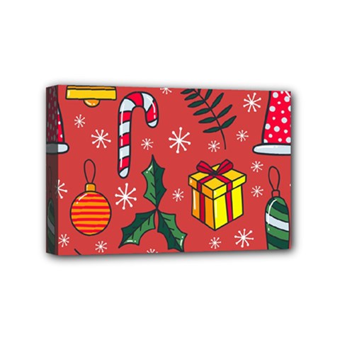 Colorful Funny Christmas Pattern Mini Canvas 6  X 4  (stretched) by Vaneshart