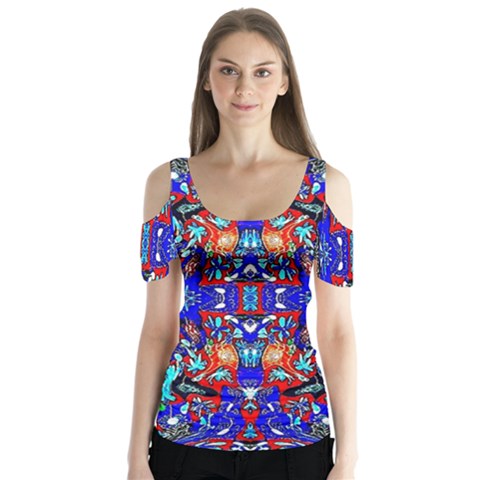 Ab 157 Butterfly Sleeve Cutout Tee  by ArtworkByPatrick