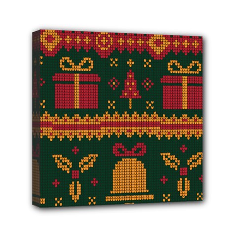 Knitted Christmas Pattern Mini Canvas 6  X 6  (stretched) by Vaneshart