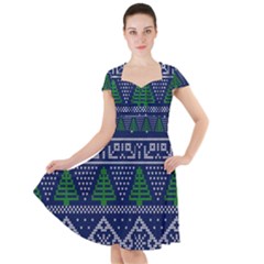 Beautiful Knitted Christmas Pattern Cap Sleeve Midi Dress by Vaneshart