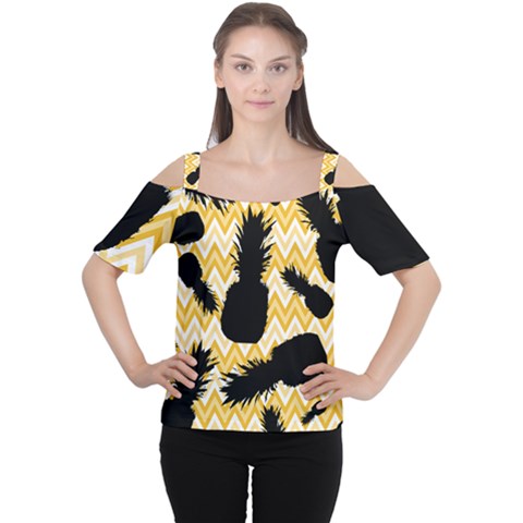 Ananas Chevrons Noir/jaune Cutout Shoulder Tee by kcreatif