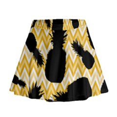 Ananas Chevrons Noir/jaune Mini Flare Skirt by kcreatif