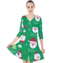 Cute Face Christmas Character Cute Santa Claus Reindeer Snowman Penguin Quarter Sleeve Front Wrap Dress View1