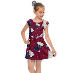 Flat Design Christmas Pattern Collection Art Kids  Cap Sleeve Dress by Vaneshart