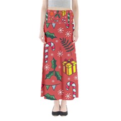 Colorful Funny Christmas Pattern Full Length Maxi Skirt by Vaneshart