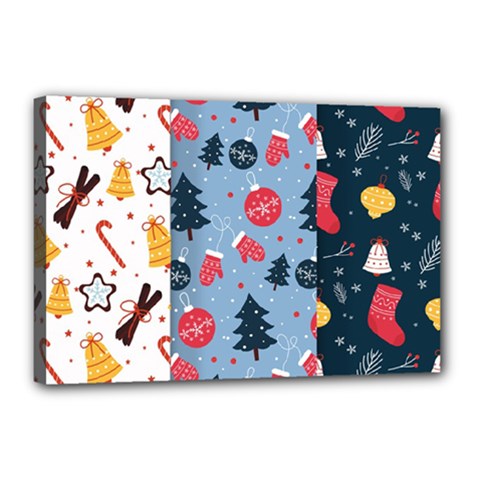 Christmas Pattern Collection Flat Design Canvas 18  X 12  (stretched) by Vaneshart