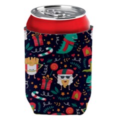 Colorful Funny Christmas Pattern Cute Cartoon Can Holder by Vaneshart