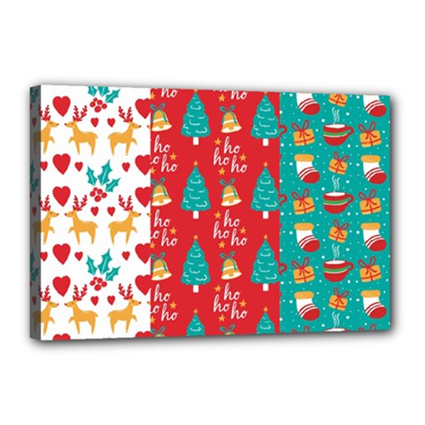 Funny Christmas Pattern Hohoho Canvas 18  X 12  (stretched) by Vaneshart