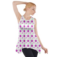 Background Flowers Multicolor Purple Side Drop Tank Tunic by HermanTelo