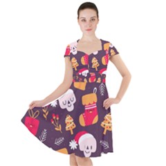 Pattern Christmas Funny Cap Sleeve Midi Dress by Vaneshart