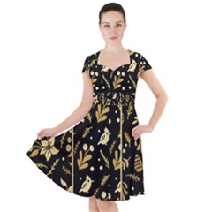 Golden Christmas Pattern Collection Cap Sleeve Midi Dress by Vaneshart