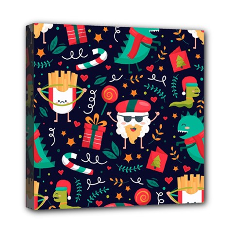 Colorful Funny Christmas Pattern Mini Canvas 8  X 8  (stretched) by Vaneshart