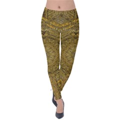 Golden Star And Starfall In The Sacred Starshine Velvet Leggings by pepitasart