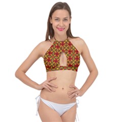 Rby-b-7-7 Cross Front Halter Bikini Top by ArtworkByPatrick