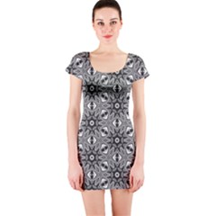 Black And White Pattern Short Sleeve Bodycon Dress by HermanTelo