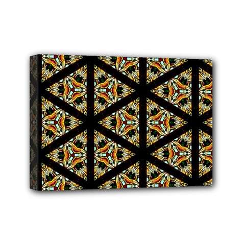 Pattern Stained Glass Triangles Mini Canvas 7  X 5  (stretched) by HermanTelo