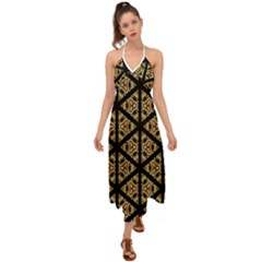 Pattern Stained Glass Triangles Halter Tie Back Dress  by HermanTelo