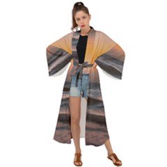 Seascape Sunset At Jericoacoara, Ceara, Brazil Maxi Kimono by dflcprintsclothing