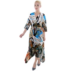 Flowers In A Vase 1 1 Quarter Sleeve Wrap Front Maxi Dress by bestdesignintheworld