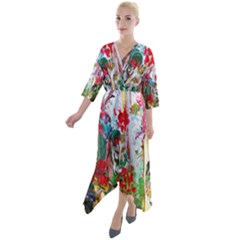 Eden Garden 1 6 Quarter Sleeve Wrap Front Maxi Dress by bestdesignintheworld