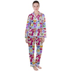 Flowers Trapped In Chains Satin Long Sleeve Pyjamas Set by fabqa