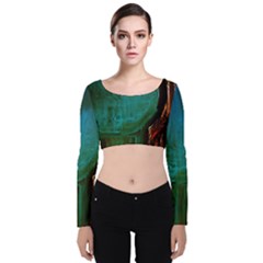 Ceramics Of Ancient Land 10 Velvet Long Sleeve Crop Top by bestdesignintheworld