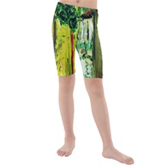 Old Tree And House With An Arch 8 Kids  Mid Length Swim Shorts by bestdesignintheworld