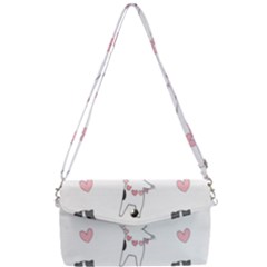 Seamless Pattern Cute Cat With Little Heart Hearts Removable Strap Clutch Bag by Wegoenart