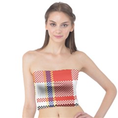 Plaid Mosaic Pixel Seamless Pattern Tube Top by Wegoenart