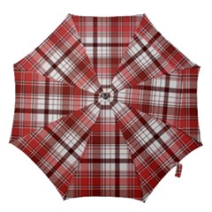 Red Abstract Check Textile Seamless Pattern Hook Handle Umbrellas (medium) by Wegoenart