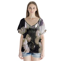 Tulips 1 1 V-neck Flutter Sleeve Top by bestdesignintheworld