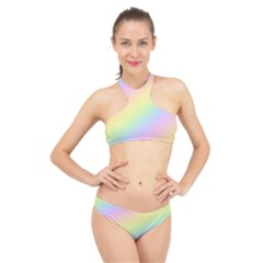 Pastel Goth Rainbow  High Neck Bikini Set by thethiiird