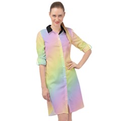 Pastel Goth Rainbow  Long Sleeve Mini Shirt Dress by thethiiird