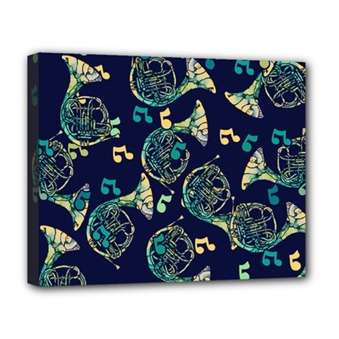 French Horn Deluxe Canvas 20  X 16  (stretched) by BubbSnugg