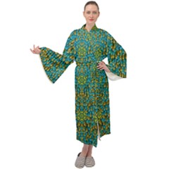 Sun In  The Soft Rainfall Nature Is Blooming Maxi Velour Kimono by pepitasart