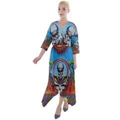 Grateful Dead Wallpapers Quarter Sleeve Wrap Front Maxi Dress by Sapixe