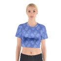 Leaves Ferns Blue Pattern Cotton Crop Top View1