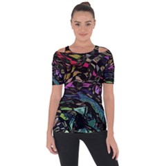 Background Drawing Colorful Pattern Shoulder Cut Out Short Sleeve Top by Vaneshart