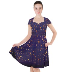 Christmas Background Star Cap Sleeve Midi Dress by Vaneshart