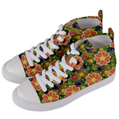 Fruit Star Blueberry Cherry Leaf Women s Mid-top Canvas Sneakers by Vaneshart