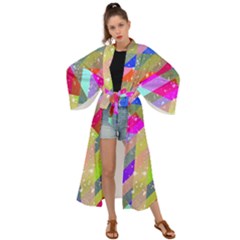 Multicolored Party Geo Design Print Maxi Kimono by dflcprintsclothing