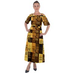 I Love Art Deco Typographic Motif Collage Print Shoulder Straps Boho Maxi Dress  by dflcprintsclothing