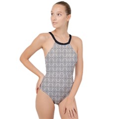 Timeless - Black & Abalone Grey High Neck One Piece Swimsuit by FashionBoulevard