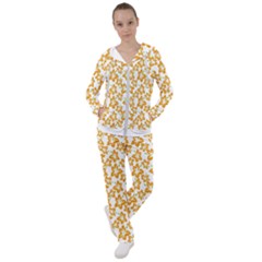 Cute Flowers - Honey Orange White Women s Tracksuit by FashionBoulevard