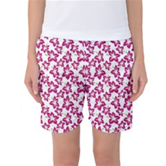 Cute Flowers - Peacock Pink White Women s Basketball Shorts by FashionBoulevard