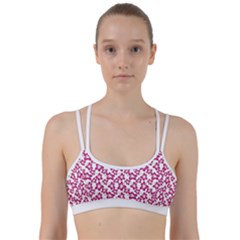 Cute Flowers - Peacock Pink White Line Them Up Sports Bra by FashionBoulevard