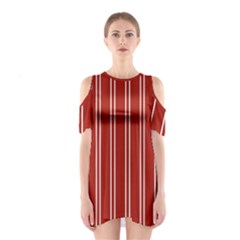 Nice Stripes - Apple Red Shoulder Cutout One Piece Dress by FashionBoulevard