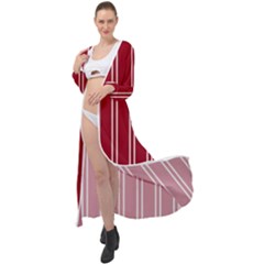 Nice Stripes - Carmine Red Maxi Chiffon Beach Wrap by FashionBoulevard