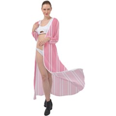 Nice Stripes - Flamingo Pink Maxi Chiffon Beach Wrap by FashionBoulevard