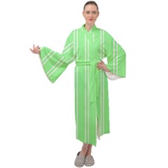 Nice Stripes - Mint Green Maxi Velour Kimono by FashionBoulevard